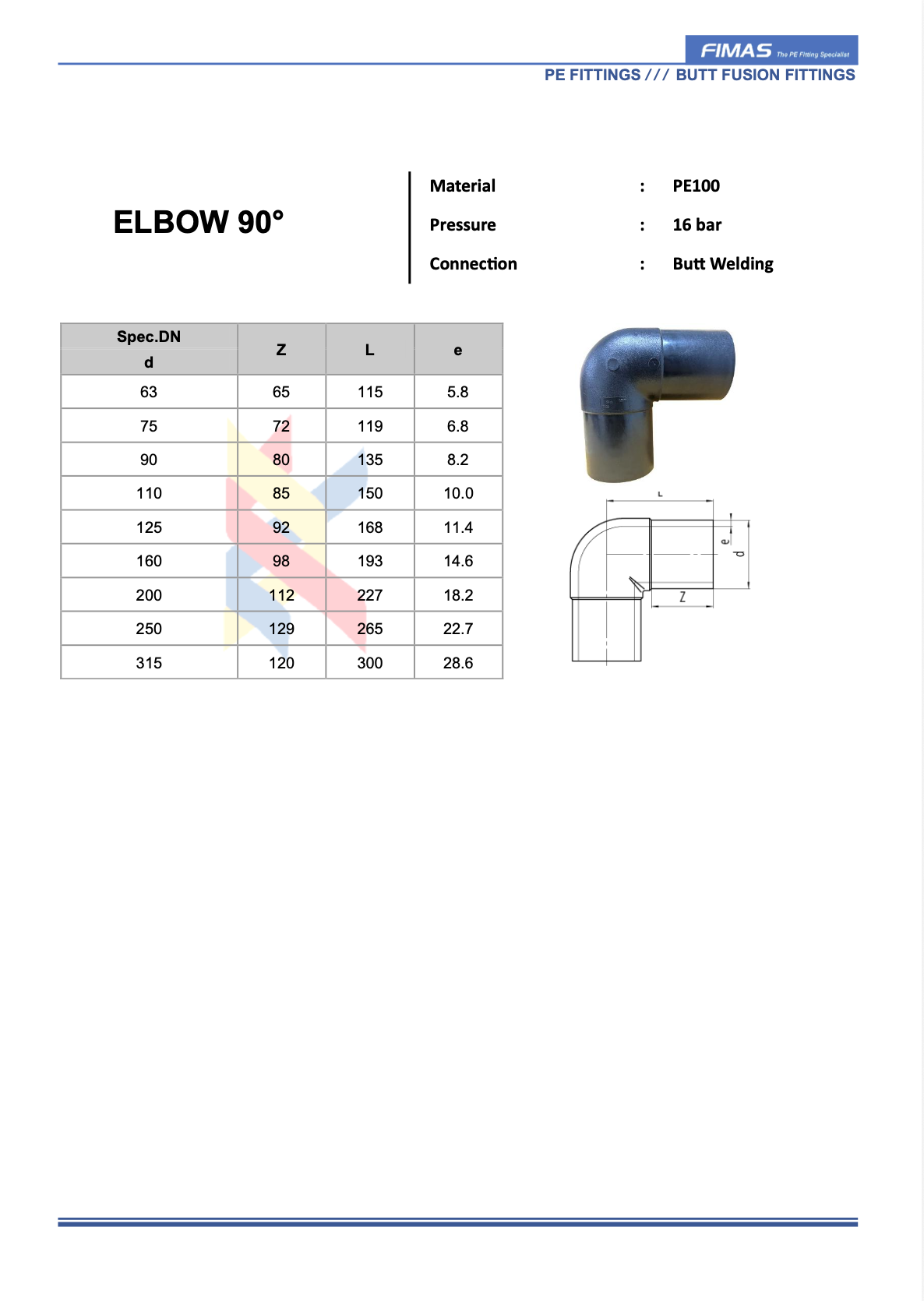 90° Elbow - Butt Fusion Fitting Cambodia